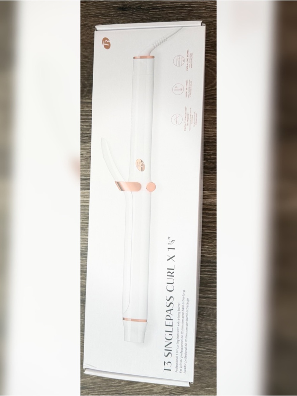 T3 SinglePass Curl X 1" White with Rose Gold Accents